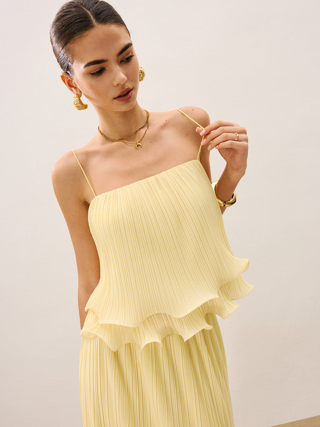 Pleated Layered Ruffle Skirt