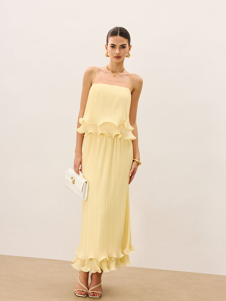 Pleated Layered Ruffle Skirt