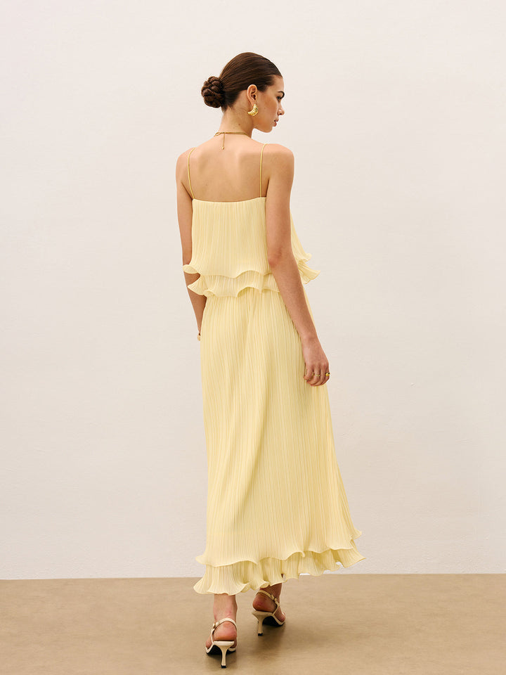 Pleated Layered Ruffle Skirt