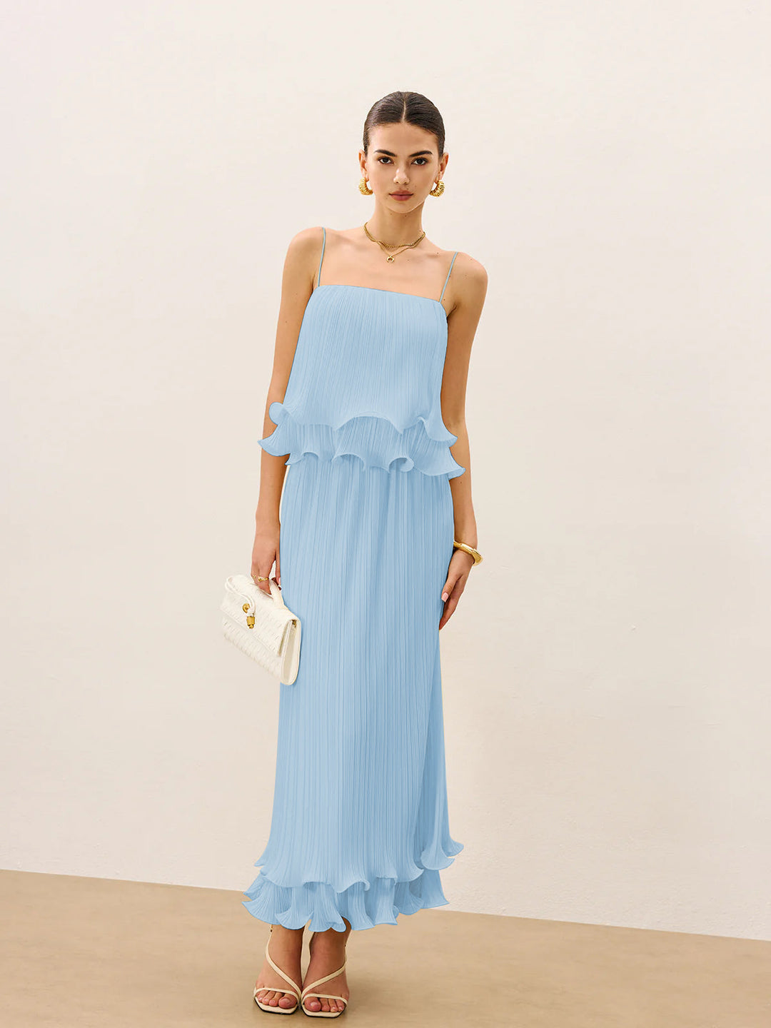 Pleated Layered Ruffle Skirt